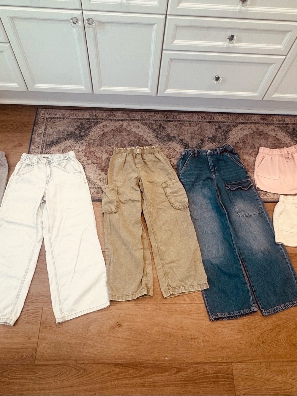 Zara Kids Wide-Leg Cargo Jeans in Olive and Denim